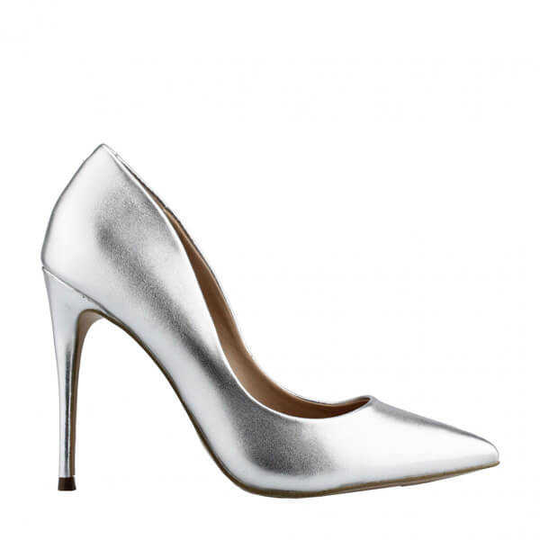 Decollete Steve Madden Outlet in pelle argento