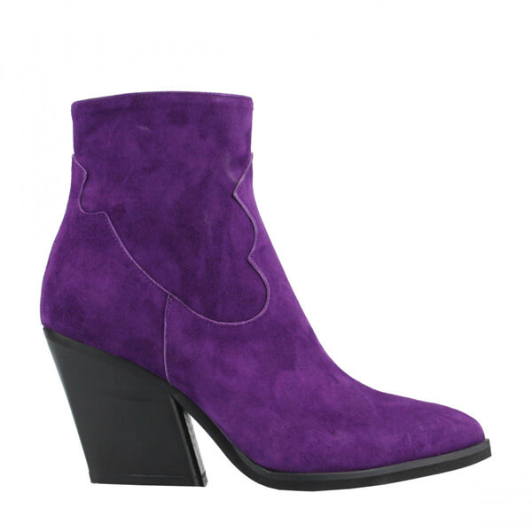 Tronchetto texano con tacco comodo viola