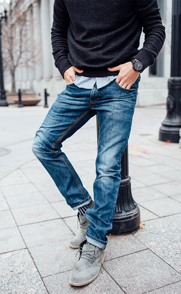 Come abbinare le polacchine da uomo a jeans