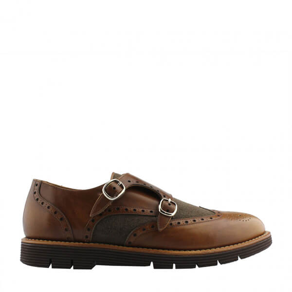 Francesina monk strap marrone da uomo