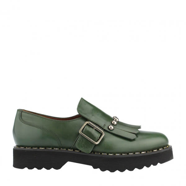 Mocassino casual da donna in pelle verde